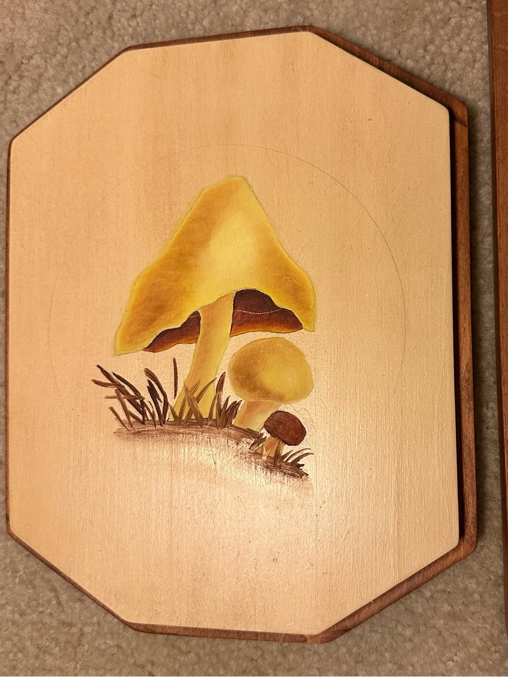 Hand-Painted Mushroom Wood Plaque Wall Art